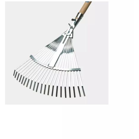 rastrello da giardino con 21 denti zincati regolabili e manico in faggio, 130 cm