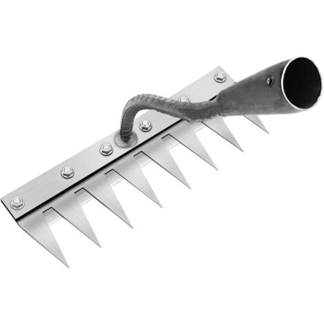 Rastrello da giardino multifunzionale in metallo, rastrello da giardino a 8 denti, rastrello da giardino portatile per diserbare (senza manico)