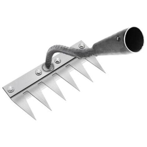 Rastrello multifunzionale in metallo per diserbo, rastrello da giardino a 6 denti, rastrello da giardino portatile per diserbo, attrezzo da giardino per diserbo/allentamento/semina (manico non incluso