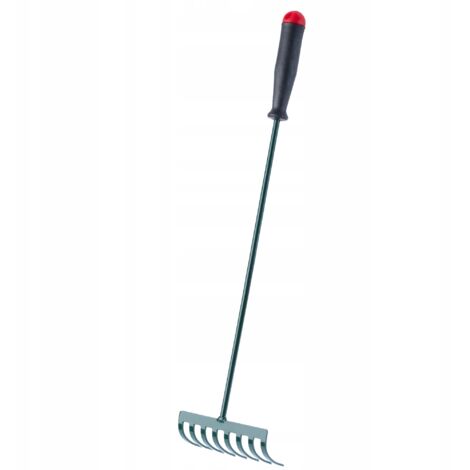 Rastrello per foglie in metallo KADAX con manico e bastoncini per giardino, parata, ragni, ragni e ragni verdi 60 cm, 8 Zinken verdi
