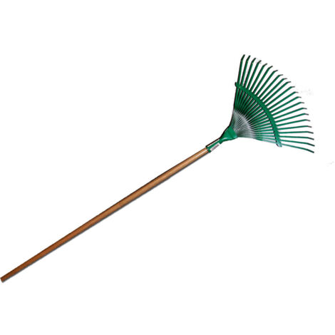 Rastrillo de jardín fijo PLUVIA de metal con mango de madera 110L