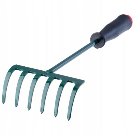 Rastrillo de jardín KADAX Rastrillo pequeño con mango de 30 cm, 6 dientes