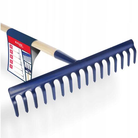 Rastrillo de metal endurecido KADAX con mango de 16 dientes
