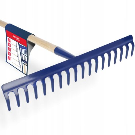 Rastrillo de metal endurecido KADAX con mango de 18 dientes