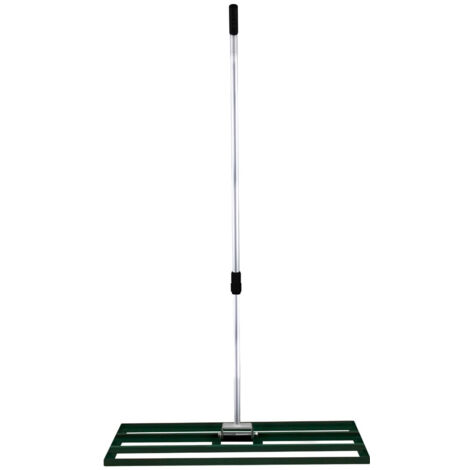 Rastrillo de Nivelación Nivelador de Césped de Jardín 100x32cm, Herramienta Niveladora Rascador de Cesped de Acero Galvanizado+Aluminio para Golf Paisajismo Tierra Hierba Asa Extensible 1.2-1.9m,Verde