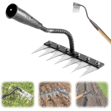 Rastrillo desmalezador de 5/6/7/8 dientes, desmalezador manual, herramienta de jardinería desmontable, rastrillo de garras para desmalezar, aflojar la tierra y sembrar (7 púas)