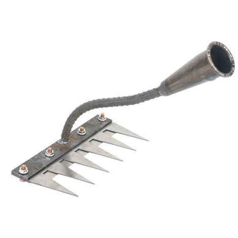 Rastrillo desmalezadora CHOYCLIT, escarificador de metal, rastrillo desmalezadora manual, azada hueca, herramienta portátil de acero endurecido para suelo, azada de acero (seis dientes)