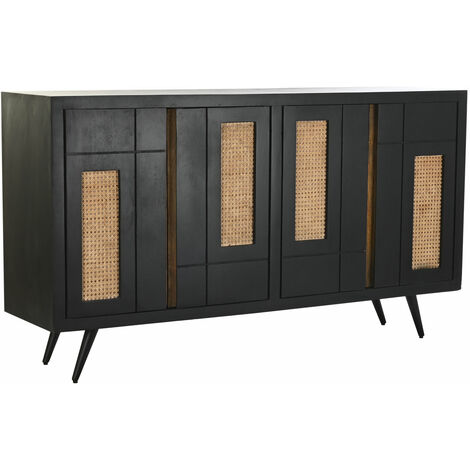 Ratan Buffetgriff 160x40x90 schwarzer Ratan -Griff Metall Metall Multikolorale Farbfamilie Buffets Et Möbeldetails