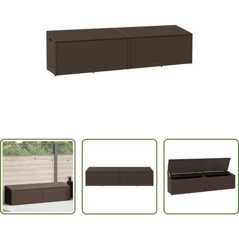 Ratán sintético -  Caja de almacenaje jardín ratán sintético marrón 220x50x58 cm