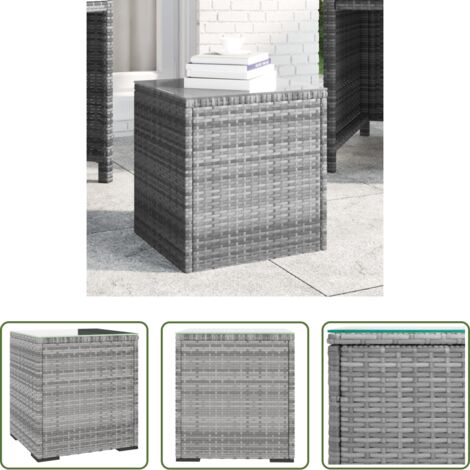 Ratán sintético -  Mesa auxiliar ratán sintético gris 40x37x40,5 cm