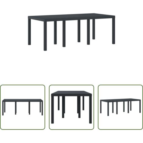Ratán sintético -  Mesa de Jardín Antracita 200 x 100 x 73 cm ratán sintético