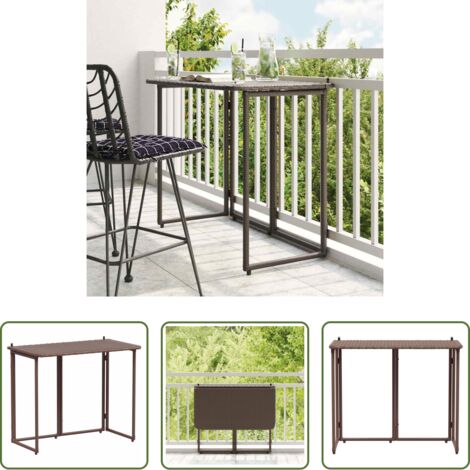 Ratán sintético -  Mesa de jardín plegable marrón 90x51x75 cm ratán sintético