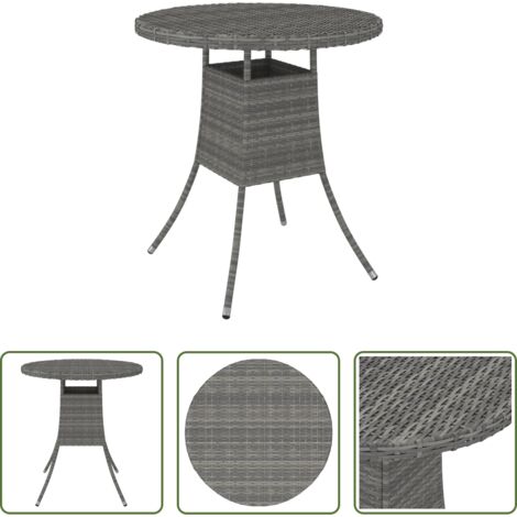 Ratán sintético -  Mesa de jardín ratán sintético gris 70x70x73 cm