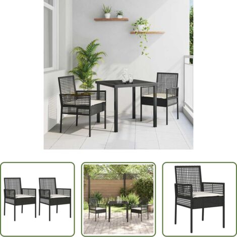 Ratán sintético -  Silla de Jardín 2 pcs Negro 55 x 53 x 85 cm ratán sintético