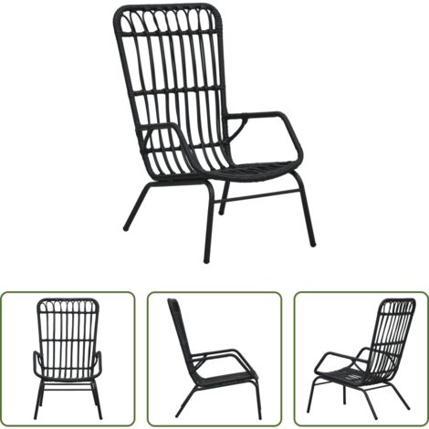 Ratán sintético -  Silla de jardín de ratán sintético negro