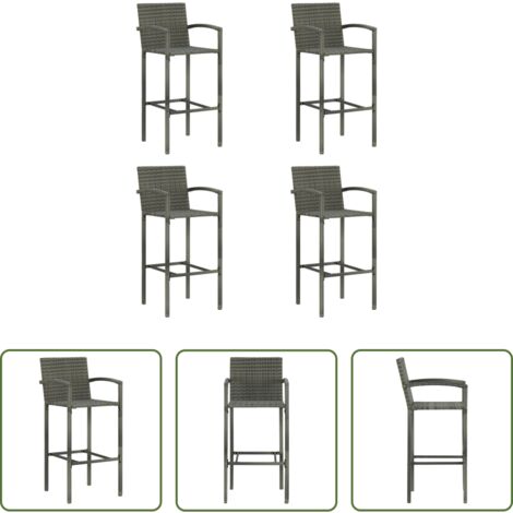 Ratán sintético -  Taburetes de cocina 4 unidades ratán sintético gris