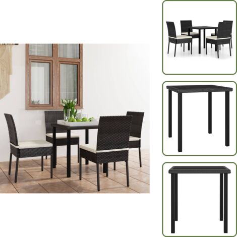 Ratán sintético - vidaXL Conjunto de comedor de jardín 5 piezas ratán sintético negro - Muebles de exterior