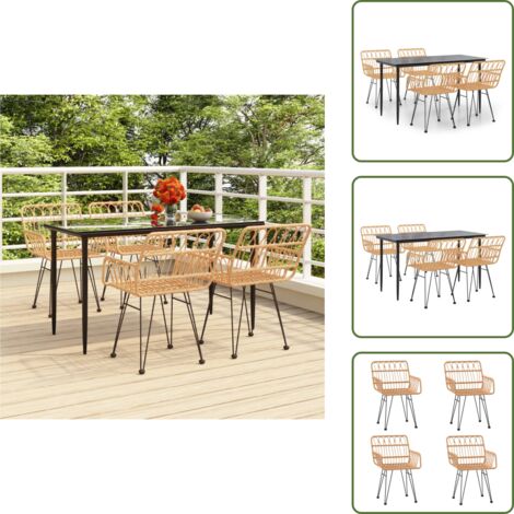 Ratán sintético - vidaXL Juego de comedor de jardín 5 piezas ratán sintético - Comedor exterior