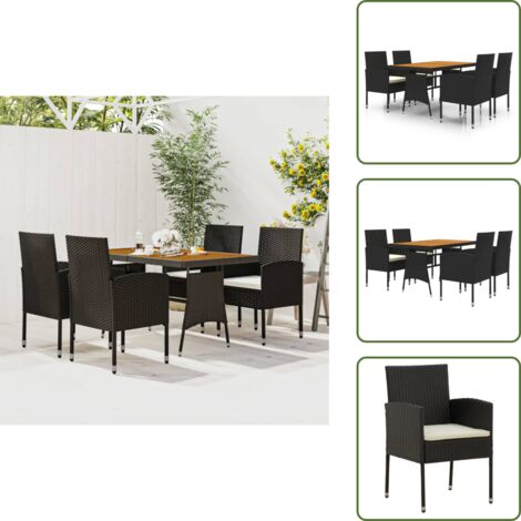 Ratán sintético - vidaXL Juego de comedor de jardín 5 piezas ratán sintético negro - Comedor al aire libre