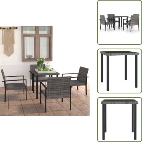 Ratán sintético - vidaXL Juego de comedor para jardín 5 piezas ratán sintético gris - Muebles de exterior