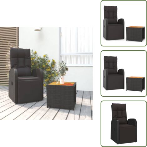 Ratán sintético - vidaXL Juego muebles jardín 2 pzas madera acacia ratán sintético negro - Acacia