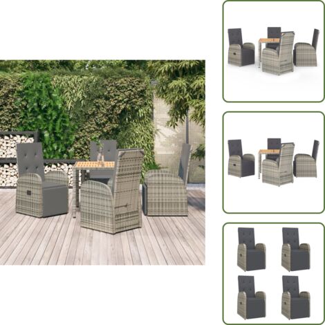 Ratán sintético - vidaXL Set comedor de jardín 5 piezas con cojines ratán sintético gris - Cojines para jardín