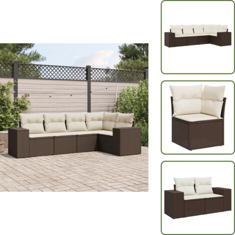 Ratán sintético - vidaXL Set comedor de jardín 5 piezas y cojines ratán sintético marrón - Asientos de jardín