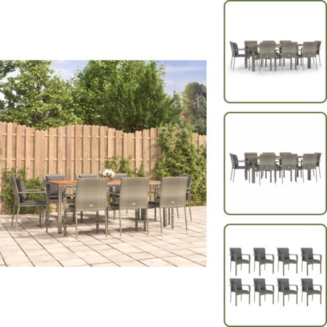 Ratán sintético - vidaXL Set comedor jardín 9 pzas y cojines ratán sintético gris - Comedor exterior