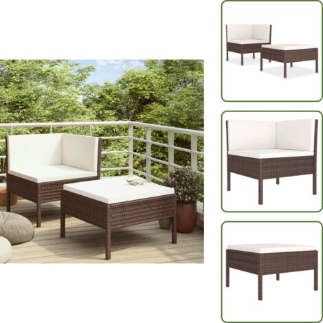 Ratán sintético - vidaXL Set de muebles de jardín 2 piezas con cojines ratán PE marrón - Muebles al aire libre