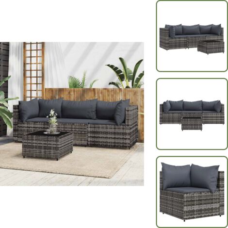 Ratán sintético - vidaXL Set de muebles de jardín 4 pzas y cojines ratán sintético gris - Muebles al aire libre
