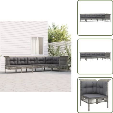 Ratán sintético - vidaXL Set de muebles de jardín 6 pzas y cojines ratán sintético gris - Muebles al aire libre