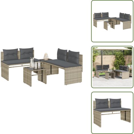 Ratán sintético - vidaXL Set de sofás de jardín 4 pzas y cojines ratán sintético gris - Sofás de jardín 2 plazas