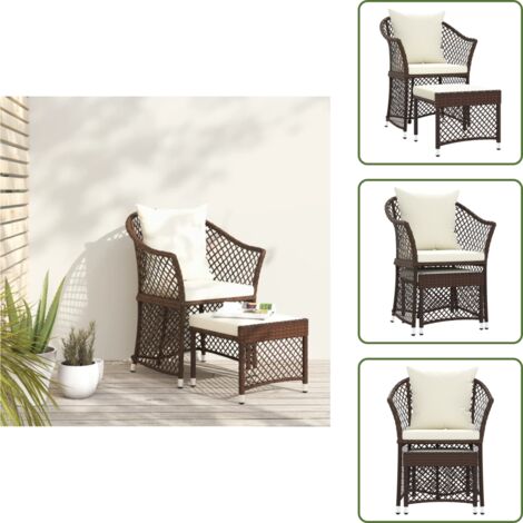 Ratán sintético - vidaXL Set muebles de jardín 2 piezas y cojines ratán sintético marrón - Muebles al aire libre
