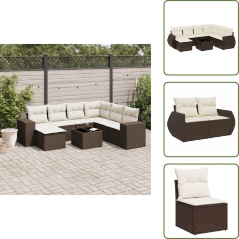 Ratán sintético - vidaXL Set sofás de jardín 8 piezas y cojines ratán sintético marrón - Sofás de jardín marrón