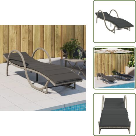 Ratán sintético - vidaXL Tumbona con cojín ratán sintético gris claro 60x199x42 cm - Tumbona gris claro