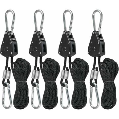 Ratchet Cords with Hooks for Lamps or Plants, Adjustable Hook Cords 240cm Long (2 Pairs)