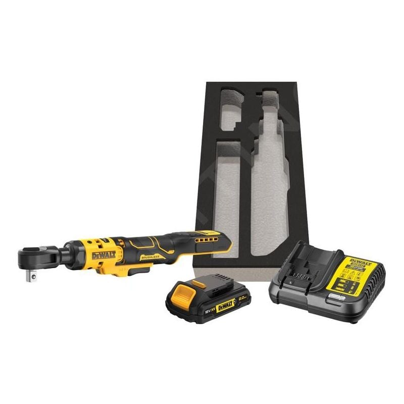 Dewalt - Outillage - Clé à cliquet aku 18V, 1x batterie 2,0 Ah xr , chargeur DCF512D1G