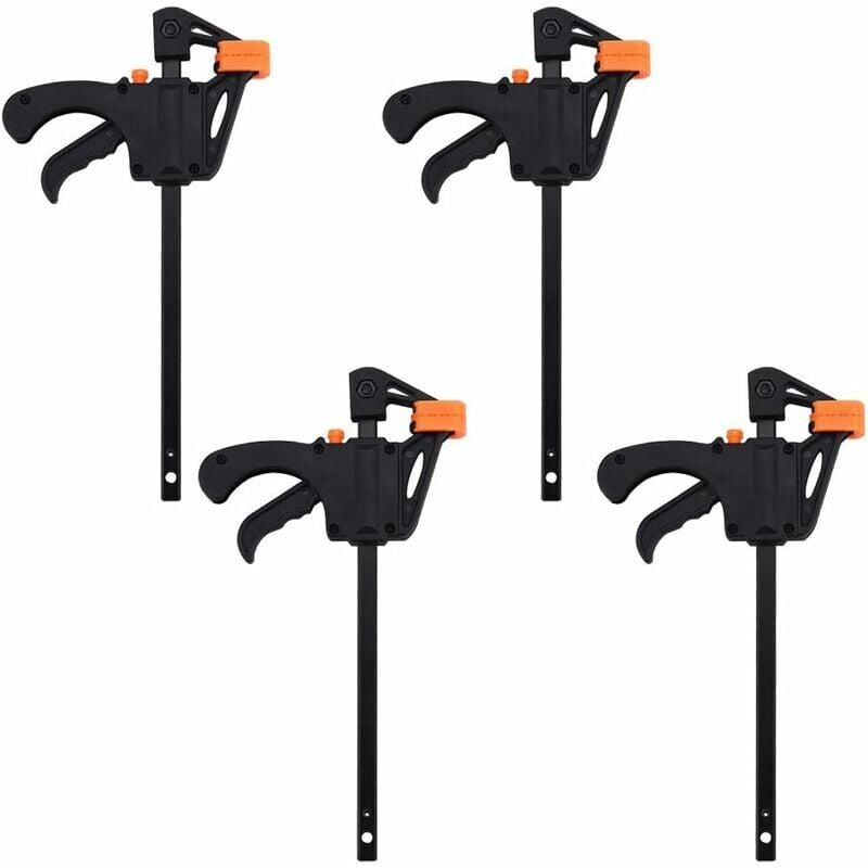 Ratchet f Clamp, 4 Pack Spring Loaded Carpenter Clamp, Woodworking Clamp, Quick Release f Bar for diy, Maximum Clamping Distance 10 cm