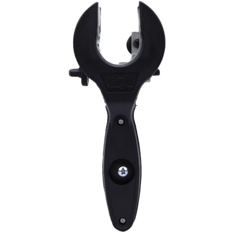 Ratchet pipe cutter with 360° rotating head and length adjustment (8-29 mm) for copper, aluminum, PPR and plastic pipes.