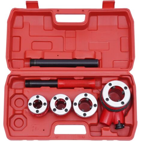Ratchet Pipe Threader Kit, Manual Ratcheting Pipe Threader, Portable Pipe Threading Tool Set, Storage Case for Galvanized Aluminum Iron Copper Pipes