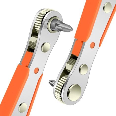 Ratchet Screwdriver, Magnetic Screwdriver, Mini 1/4 Ratchet Wrench, Mini Reversible Offset Ratchet Screwdriver(1pcs)