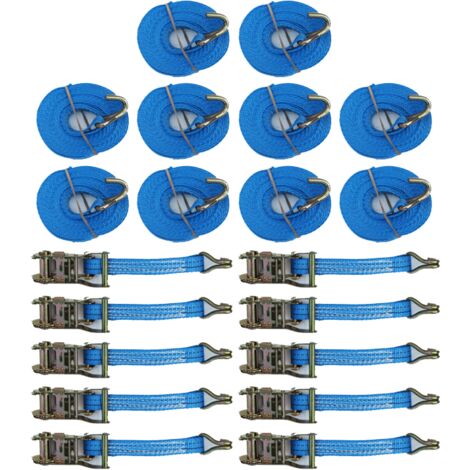 Ratchet Straps 35MM 6M 2T X10 (Tie Down Cargo Heavy Duty Truck Lorry Lashing Claw Hook)