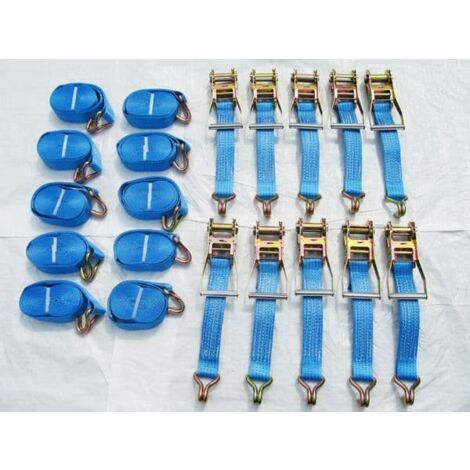 Ratchet Straps 5 Ton 50MM 15M x10 (Lashing Tie Down Claw J Hook Lorry Cargo)