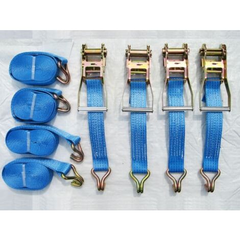 Ratchet Straps 5 Ton 50MM 15M x4 (Lashing Tie Down Claw J Hook Lorry Cargo)