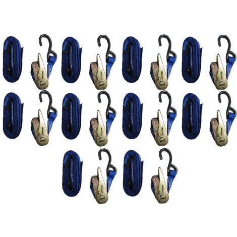 Ratchet Tie Down Straps 25MM 0.8T 5M X10 (Heavy Duty Cargo Lashing Ton S Hook)