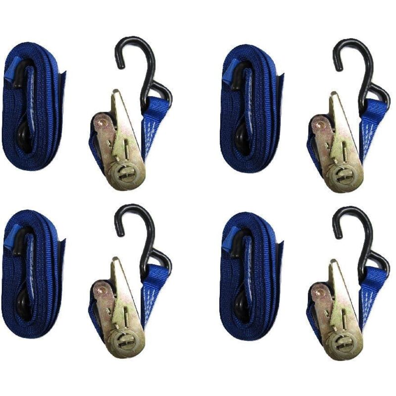 Securefix Direct - Ratchet Tie Down Straps 25MM 0.8T 5M X4 (Heavy Duty Cargo Lashing Ton s Hook)