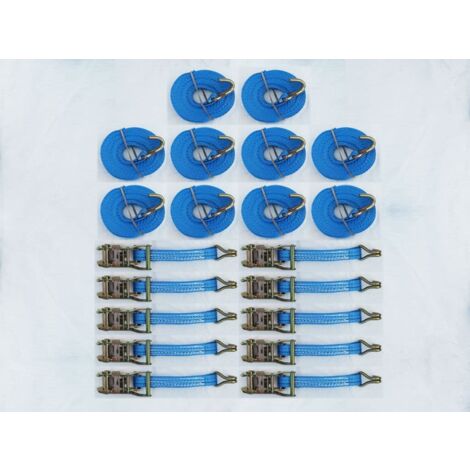 Ratchet Tie Down Straps 25MM 1.5T 5M X10 (Heavy Duty Cargo Trailer Lashing Ton Claw J Hook)