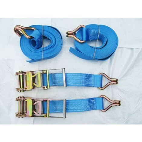 Ratchet Tie Down Straps 75MM 10T 12M X2 (Heavy Duty Lashing Ton Claw J Hook)