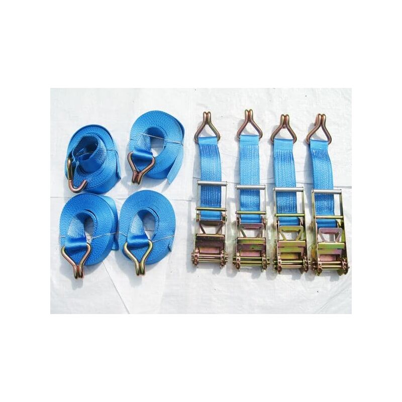 Securefix Direct - Ratchet Tie Down Straps 75MM 10T 8M X4 (Heavy Duty Lashing Ton Claw j Hook)