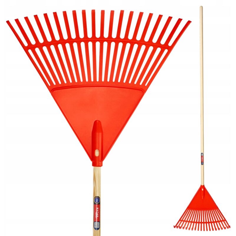 Kadax - Râteau à feuilles d'herbe avec manche en bois 180 cm